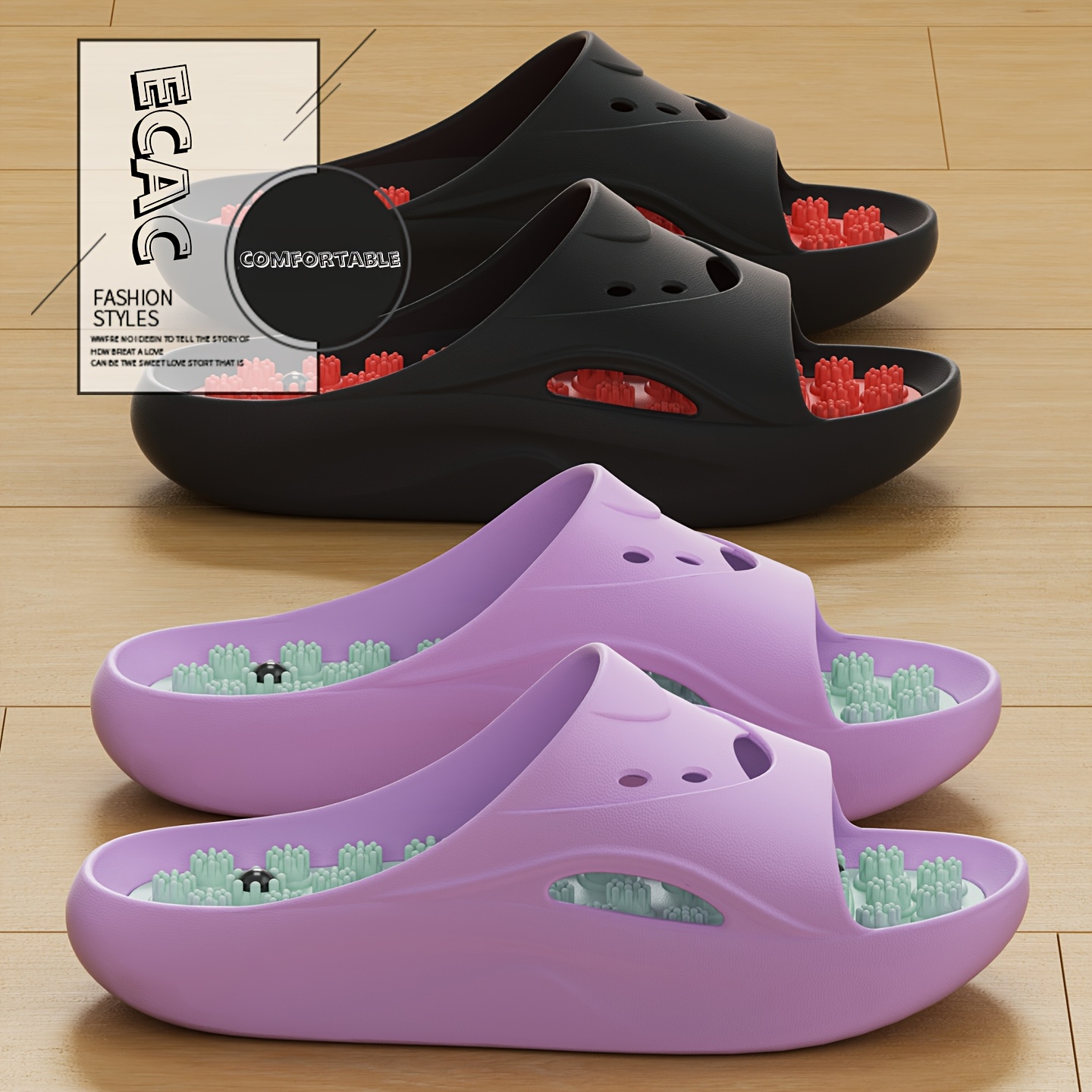 Men Shoes Style - Women Men EVA Massage Slippers Thick