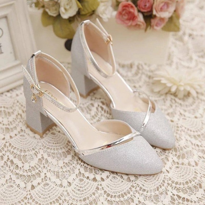 Women's Glitter Chunky Block H - огляд і ціна Dress Shoe Pointed
