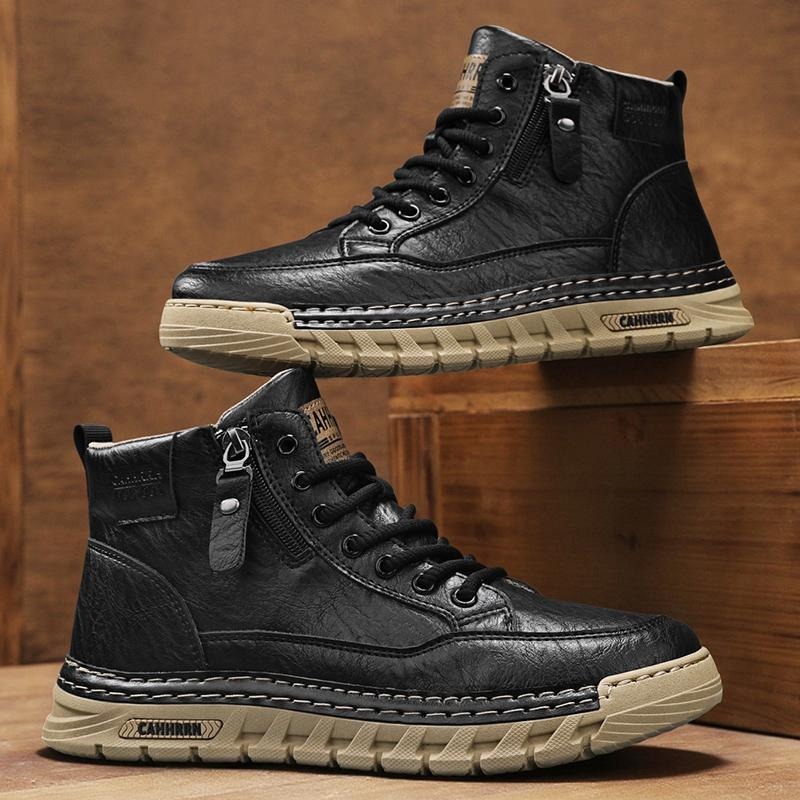 Men Leather High Top Ankle Boo - огляд і ціна Men'S Shoes Comfortable Walking