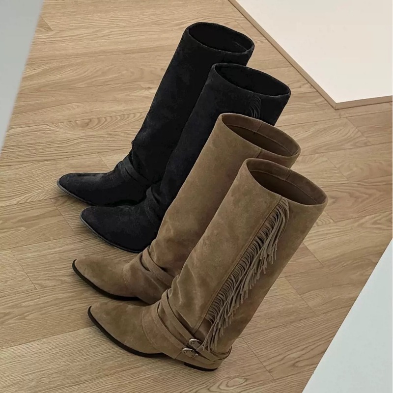 Women Knee-high Boots Tassel D - огляд і ціна Chelsea Boots Suede